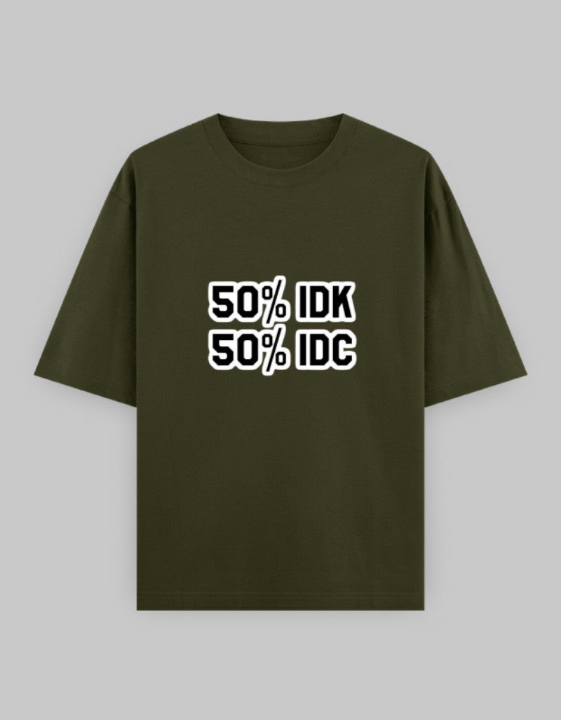 Trendy minimalist apparel collection featuring a green T-shirt with playful graphic design for effortless style