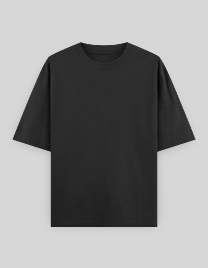 RIZZ UP Angel Back Oversized T-Shirt in Black with Minimalist Design
