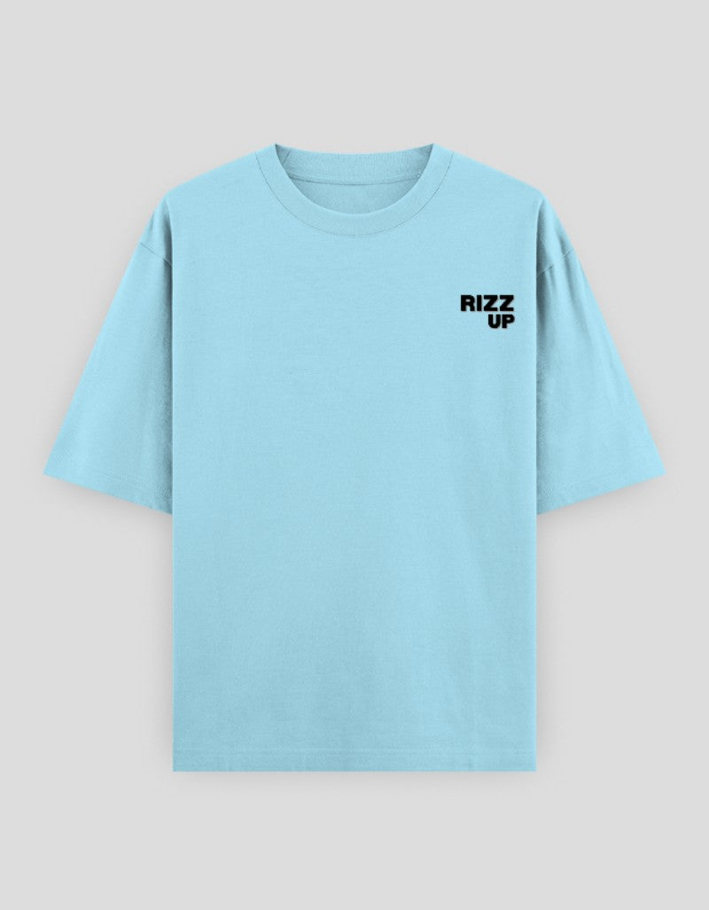 RIZZ UP Funny Graphic Tee Minimalist in Light Blue Color for Casual Wear