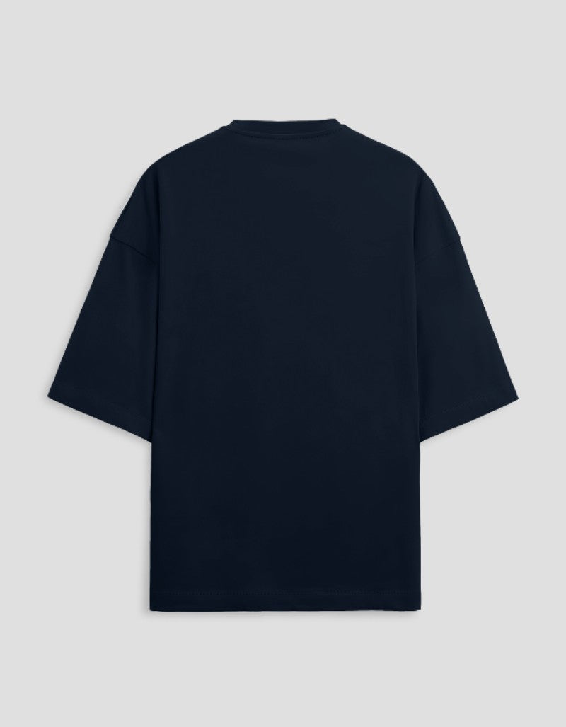 Navy Blue RIZZ UP T-Shirt with Oversized Fit for Minimalist Gen Z Clothing Style