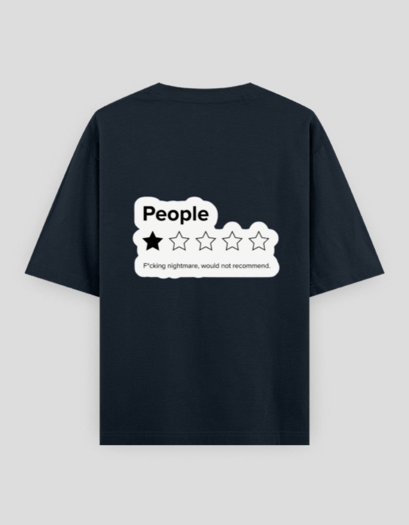 RIZZ UP minimalist graphic tee with unique review design on the back for casual style