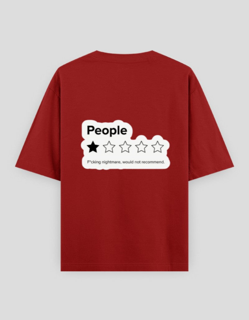 Back view of a red minimalist graphic tee by RIZZ UP, featuring a relaxed fit and soft fabric