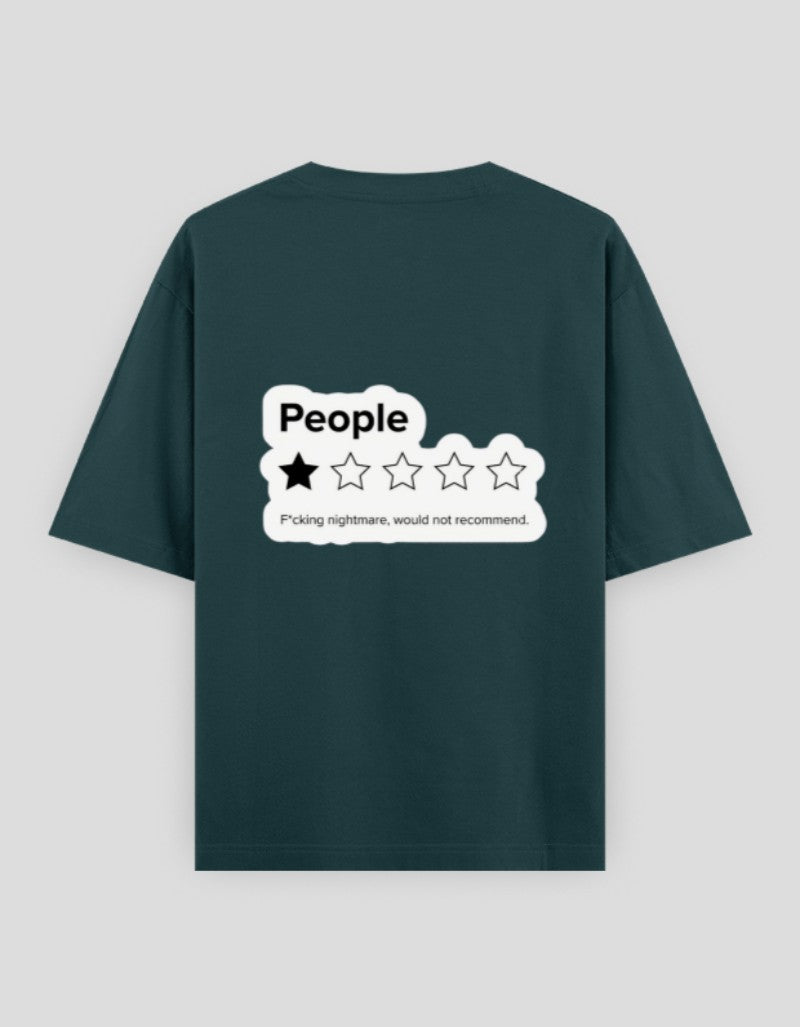 RIZZ UP Minimalist Graphic Tee in Dark Green with Unique Rating Design on Back