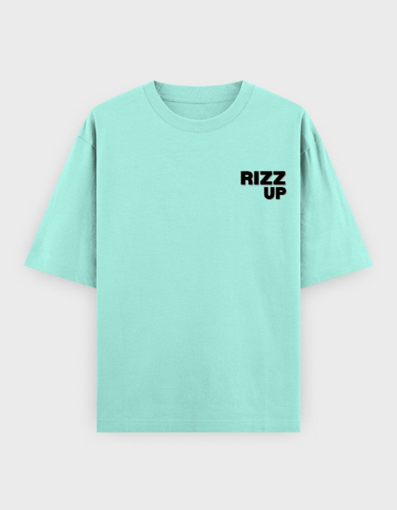 RIZZ UP Minimalist Oversized Tee in Mint Green for a Comfortable and Stylish Look