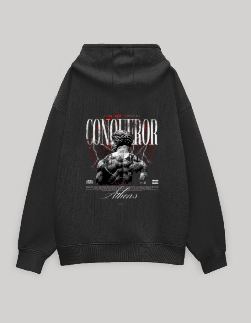 RIZZ UP oversized gothic hoodie featuring a bold graphic print on the back for a stylish look