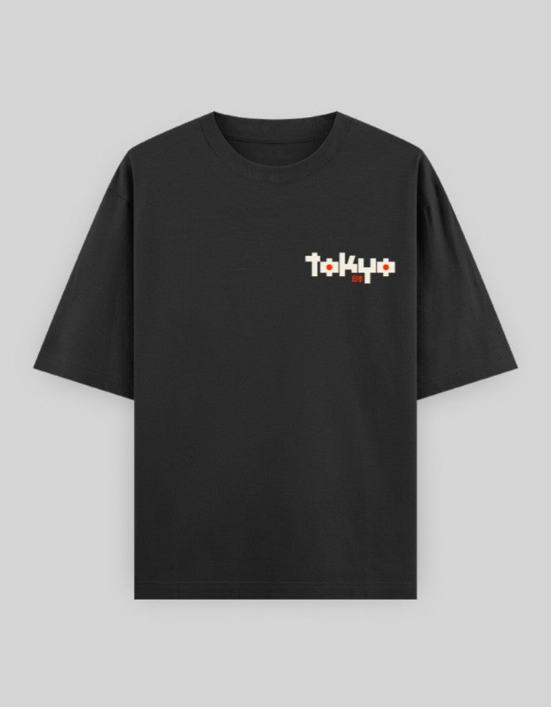 RIZZ UP Black Back Print Graphic Tee with Modern Style and Comfortable Fit