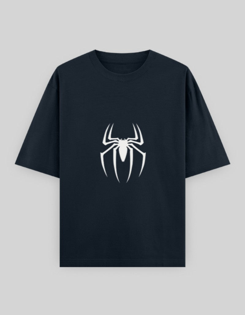 RIZZ UP Spider Man oversized t-shirt in navy blue with iconic spider logo design
