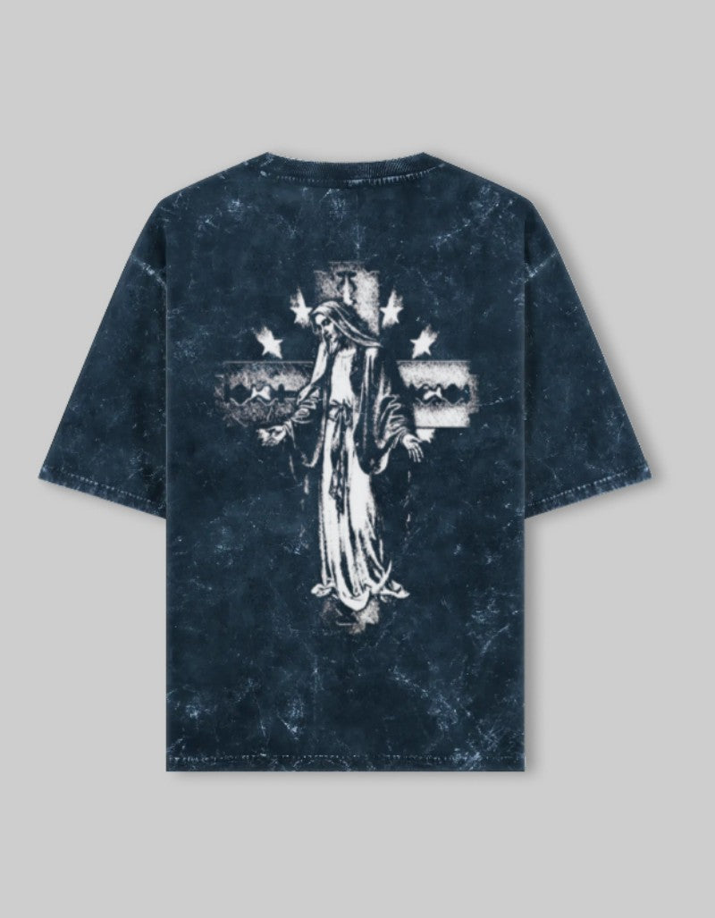RIZZ UP vintage style Jesus tee featuring a distressed design and graphic print on the back